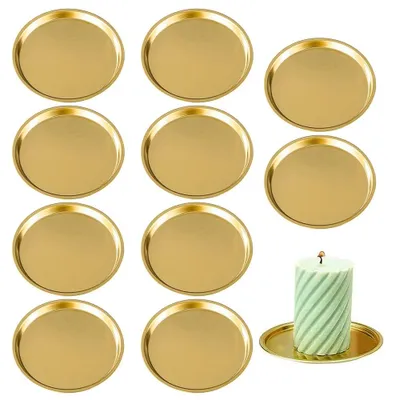 10 runde Kerzenhalter gold 110 mm für Stumpenkerzen Tischdeko