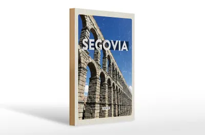 Produktbild von Holzschild Reise 20x30cm Segovia Spain römische Aquädukte
