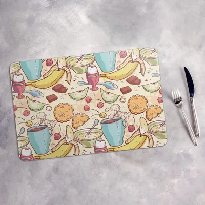 Produktbild von Tischset 4x45x30 cm + 10fi cm Platzset Tischmatte Platzmatte Untersetzer - Frühstücksspeise Banane