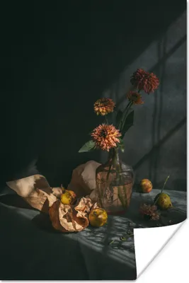 Produktbild von MuchoWow® Poster Obst - Blumen - Stilleben 120x180 cm - Kunstposter