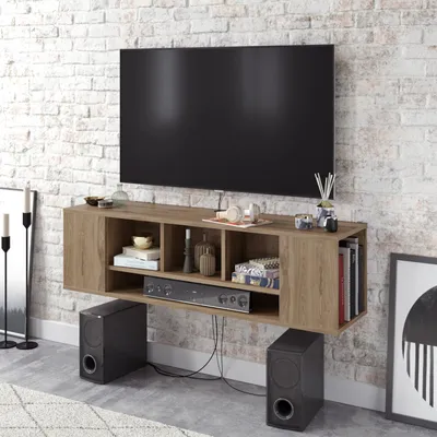 Produktbild von Skye Decor, Paldi - Walnut, Fernsehtisch, Nussbaum, 100 % MELAMINBESCHICHTETE SPANPLATTEN, 135 x 35,2 x 39 cm