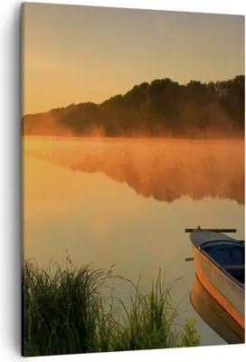 Produktbild von Bild auf Leinwand - Leinwandbild - Einteilig - Morgen Nebel See Landschaft - 50x70cm - Wand Bild - Wanddeko - Wandbilder - Leinwanddruck - Wanddekoration - Leinwand bilder - Wandbild - PA50x70-2538