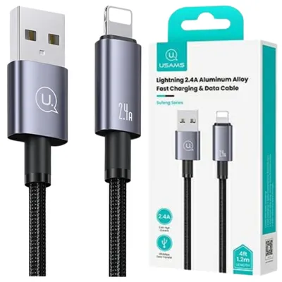 Zdjęcie produktu dla Kabel USAMS USB/Lightning 2,4A 1,2m Fast Charging stalowy