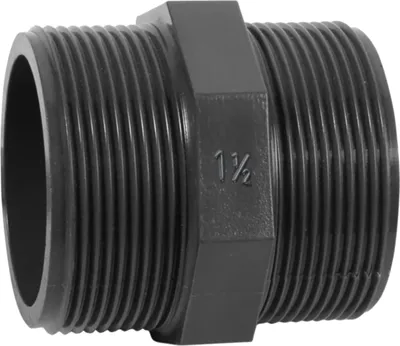 Produktbild von HAF 1x PVC Fittings Doppelnippel mit 1 1/2" | Außengewinde x Außengewinde | 1,5 Zoll x 1,5 Zoll | Verbinder aus grauem PVC | PN16 für Verrohrung