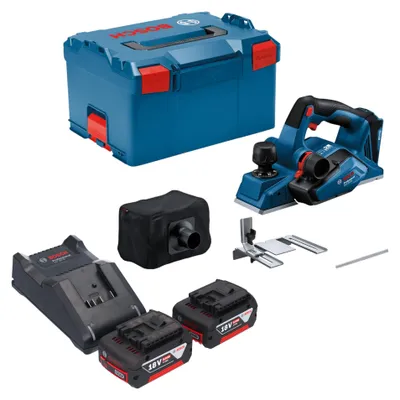 Obrázok produktu pre Bosch GHO 18V-26 Profesionálny akumulátorový hoblík 18 V 2,6 mm bez kefiek + 2x akumulátor 5,0 Ah + nabíjačka + L-Boxx