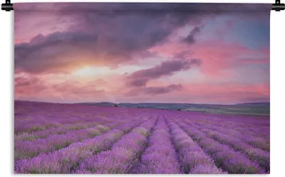 Produktbild von MuchoWow® Wandteppich Wandbehang Lavendel - Lila - Wolken - Blumen 60x40 cm Tapisserie Dekoration Wandtuch - Wanddekorationen