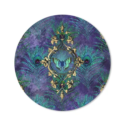 Produktbild von MuchoWow® Mauspad Mousepad Muster - Pfauenfedern - Violett 20x20 cm - Mousepads - Maus Mat - Pad - Mausunterlage - Schreibtischmatte