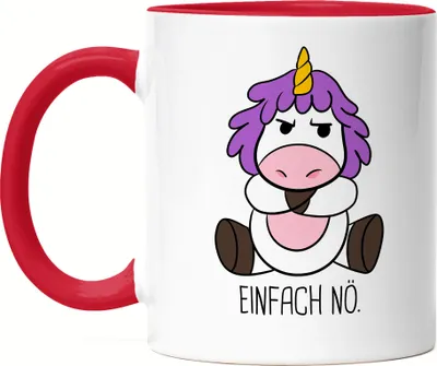 Produktbild von Einfach Nö Tasse  Lustig Einhorn unhöflich Spruch Geschenk Kollege Kollegin Tasse Rot
