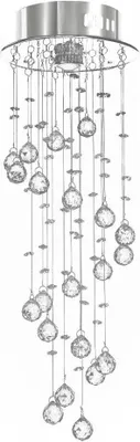 A close-up studio shot of a crystal chandelier.
