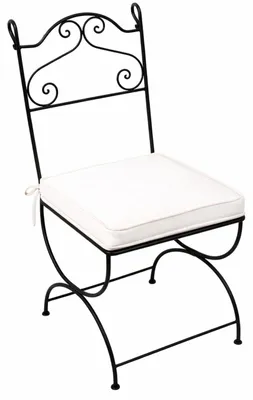 Produktbild von ORIGINAL Orientalischer Stuhl Gartenstuhl aus Metall Schwarz Malaga | Marokkanischer Balkonstuhl Inkl. Sitzkissen Stuhlkissen | Eisenstuhl als Bistrostuhl | Mediterrane Deko im Garten oder Balkon