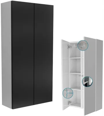 Zdjęcie produktu dla wisząca szafka łazienkowa 50x100x25 biały + czarny MAT