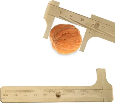 Productafbeelding van Koperen schuifmaat, armband van walnoothout, meetinstrument, sieradencontroleapparaat, schuifmaat, 10 cm