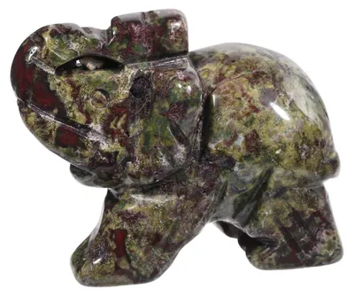 Handgeschnitzte Elefantenfigur 40 mm, Kristall, Drachenblutstein, Glücksbringer