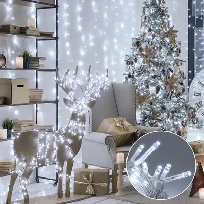 Produktbild von LED Lichterkette 10M 100 LED Kaltweiß, 8 Modi Weihnachtsbaumbeleuchtung Deko für Weihnachtsbaum Halloween Party Garten