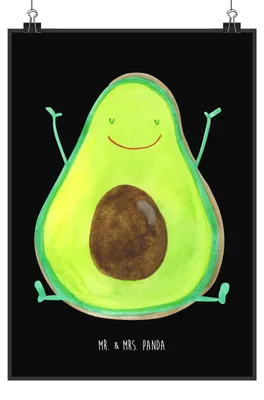 Produktbild von Mr. & Mrs. Panda Bild Avocado Glücklich DIN A0 - Kreidetafel - Geschenk, Frucht, drucke, Wandbild, wanddeko, Freude, Plakat, Wanddekoration, Chaos
