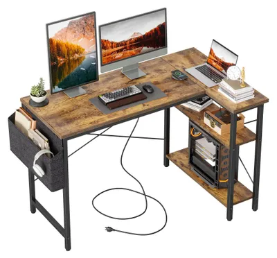 Productafbeelding van L-vormige Gaming Bureau 120 x 70 cm met Opbergruimte, Rustiek Bruin