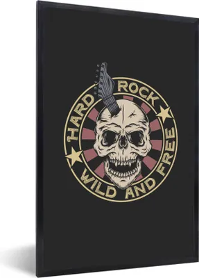 Produktbild von MuchoWow® MuchoWow® Gerahmtes Poster Totenkopf - Gitarre - Vintage 60x90 cm - Poster mit zchwarzem Bilderrahmen - Kunst