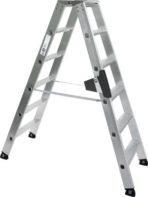 A studio shot of a double-sided stepladder.