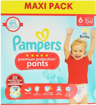 Produktbild von Pampers Premium Protection Pants  Größe 6 64 Windeln 15+ kg Auslaufschutz