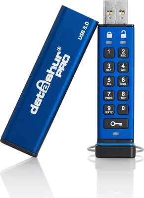 Produktbild von iStorage datAshur Pro USB3 256-bit 32GB, 32 GB, USB Typ-A, 3.2 Gen 1 (3.1 Gen 1), 170 MB/s, Schutzhülle, Blau