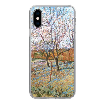 Produktbild von MuchoWow® Handyhülle Schutzhülle Hülle für iPhone X Blühender Pfirsichbaum - Vincent van Gogh Silikon Softcase Handy Hülle - Handyhülle