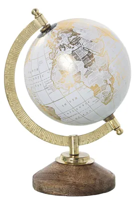 Immagine prodotto di Globo, diametro 12,5 cm, bianco/oro, metallo/legno, decorativo per l'ufficio