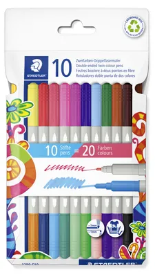 Image de STAEDTLER® 3280 C10 Feutres à pointe fine Twin Color, lot de 10
