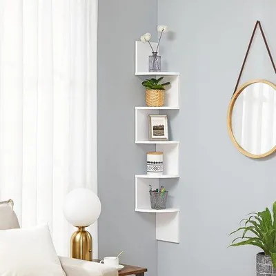 Immagine prodotto di Scaffale da parete bianco a 5 ripiani, ideale per cucina, soggiorno e ufficio