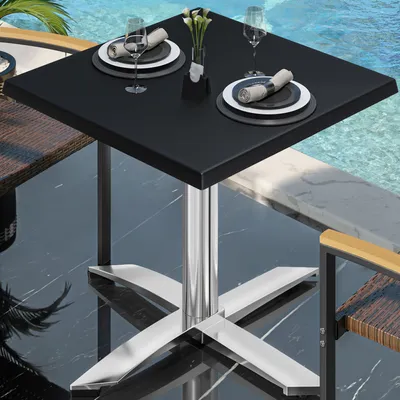 Produktbild von WTG | Bistro Außen Tisch | B: T: H:  70 x 70 x 75,5 cm | Schwarz  / Aluminium | Quadratisch | Bistro Tisch Gastro Tisch