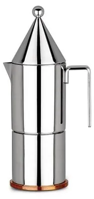 Espressokocher Edelstahl mit Kupferboden, 3 Tassen, Silber