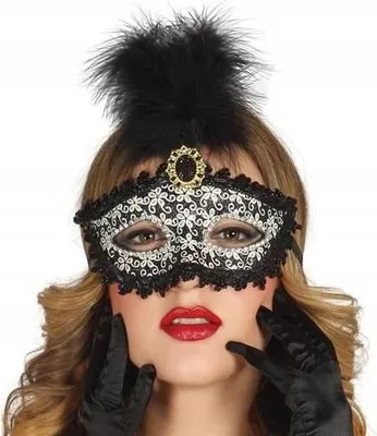 Produktbild von Schwarze Maske mit Feder, 1 Stk.