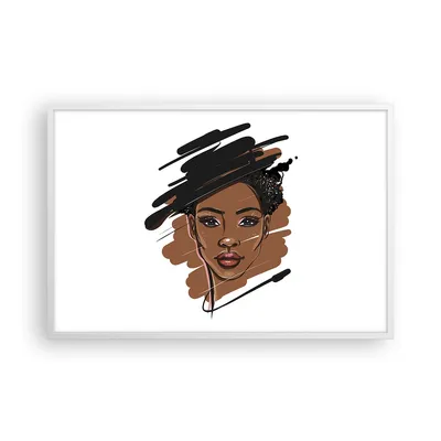 Produktbild von Gerahmtes Poster - Weißer Rahmen - Afrikanisch Modern Porträt - 91,5x61 cm - Wand Bild - Wanddeko - Wandbilder - Kunstposter - Wandposter - Bilderrahmen - Bilder - Kunstdruck - P2WAA91x61-4646