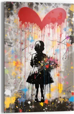 Produktbild von DEQOART Glasbild Echtglas 40x60 cm 'Bunte Herzensfreude' Wandbild Bild modern Deko