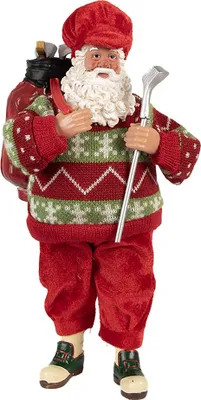 Produktbild von Clayre & Eef Weihnachtsdekorationsfigur Weihnachtsmann 13x10x28 cm Rot Textil
