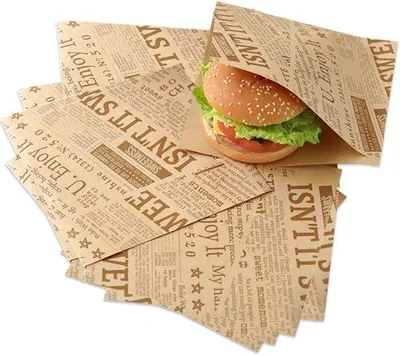 Immagine prodotto di Carta da imballaggio alimentare - Ideale per hamburger, panini, formaggio, patatine fritte, pasticcini, sandwich e patatine - 50 fogli
