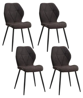 Immagine prodotto di Sedia da pranzo - Sedia da cucina - Seduta imbottita in tessuto - Gambe in metallo - Senza braccioli - Design moderno - Da montare - Nero