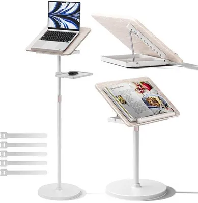 Produktbild von Ibenzoa® Verstellbarer multifunktionaler Bücherständer für Boden & Tisch, 30×40 cm, höhenverstellbar 60–132 cm, 10 Lesewinkel, rostfreier Kohlenstoffstahl
