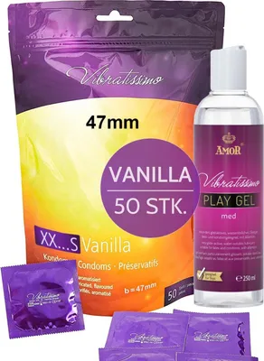 Obrázok produktu pre Kondómy VIBRATISSIMO XXS Vanilka 50 ks balenie & lubrikant | s príchuťou | s tenkou stenou & aromatizované | úzka veľkosť & jemné | b=47 mm