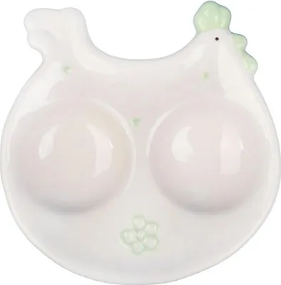 Zdjęcie produktu dla Ceramiczny Talerzyk-Podstawka na Sól i Pieprz Kura Wielkanocna w Zielone Kropki