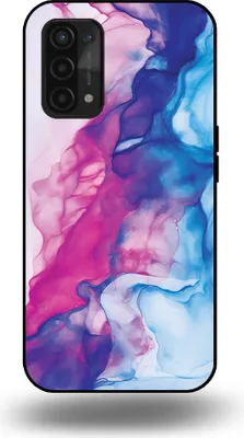 Produktbild von Smartphonica Handytasche geeignet für OPPO A54 5G / A74 5G / A93 5G mit rosa blauem Marmor Print - TPU Backcover Case Rose Blue Marble Design