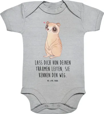 Produktbild von Mr. & Mrs. Panda babykleidung body Plumplori Glücklich 3. - 6. Monat - Heather Grey - Geschenk, Lustige Sprüche, Glück, Strampler Baby, Babybody, kurzarm, babyanzug