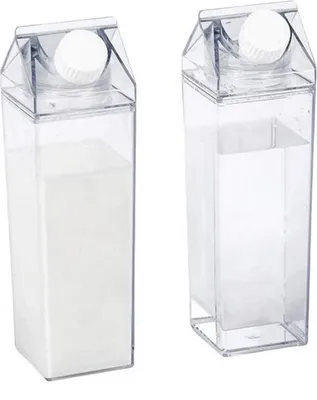 Produktbild von 2x Kunststoff Milchflasche 500 ml Transparent Wiederverwendbar Wasserflasche Saftflasche Milch Flasche Plastikflasche