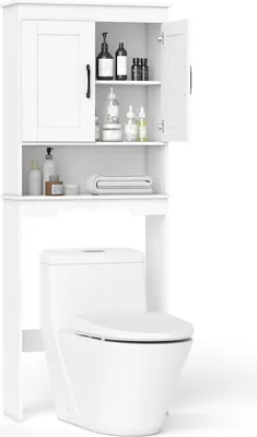 Immagine prodotto di COSTWAY 63x24x168 cm Scaffale da toilette Armadietto da bagno, armadietto da toilette con 2 ante e ripiano regolabile, armadietto per lavatrice, armadietto soprabanco, bianco