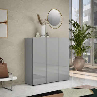 Immagine prodotto di Dmora Scarpiera Alcazar 34x120x115h cm Grigio, 24 Paia 3 Ante Italy