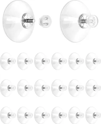 Produktbild von 20 Stück Saugnapfhaken mit M4-Gewinde, Transparente PVC Saugnäpfe mit Mutter, 41 mm, Praktische Befestigungslösung für Glas und glatte Flächen