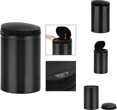 Produktbild von vidaXL Automatischer Sensor-Mülleimer 30 L Kohlenstoffstahl Schwarz -  Mülltonnen & Abfalleimer