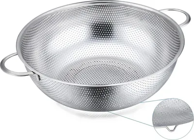 Produktbild von Sieb, HaWare Edelstahl Küchensieb Nudelsieb mit Griff, Ø28cm, Großes Mikroperforiertes Abtropfsieb Seiher zum Ablaufen & Spülen von Küche/Nudel/Gemüse/Obst/Reis, Spülmaschinenfest