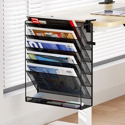 Zdjęcie produktu dla Ibenzoa® Organizer na biurko lub ścianę, montowany bez wiercenia, 6 przegródek na dokumenty formatu A4, wymiary: 32,3 x 10,5 x 40,5 cm