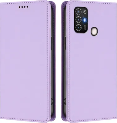 Produktbild von Handyhülle für ZTE Blade A52, Kunstleder Klapphülle Stoßfeste Magnetische Hülle mit Ständer Violett
