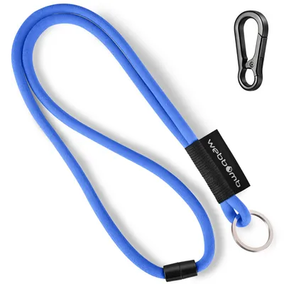 Produktbild von WEBBOMB® Tubular Lanyard sky blue rund weich lang mit Karabinerhaken & Schlüsselring  Schlüsselband Blau Umhängeband als Schlüsselanhänger Keychain
